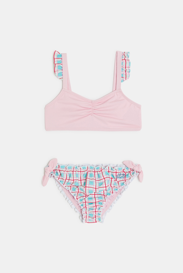 Maillot de bain deux pièces à carreaux rose fille Chipie 1