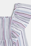 Robe rayée à manches papillon mauve Fille 3