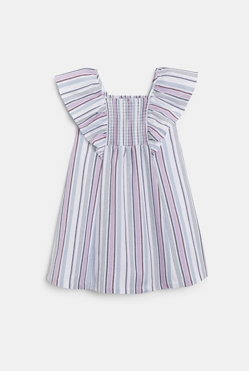 Girl's mauve striped dress with butterfly sleeves 2