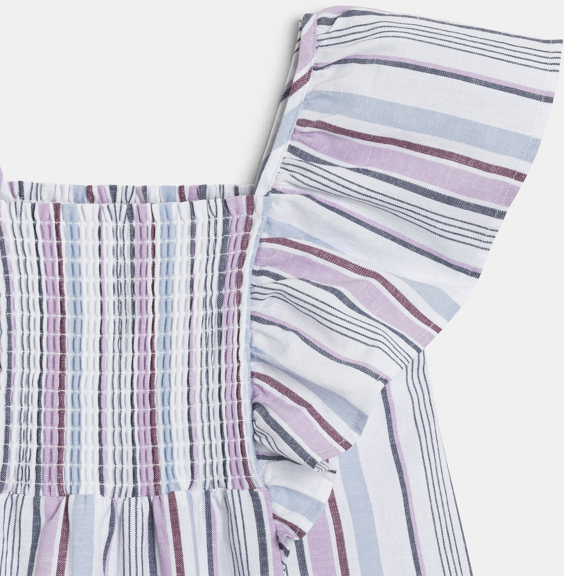 Robe rayée à manches papillon mauve Fille