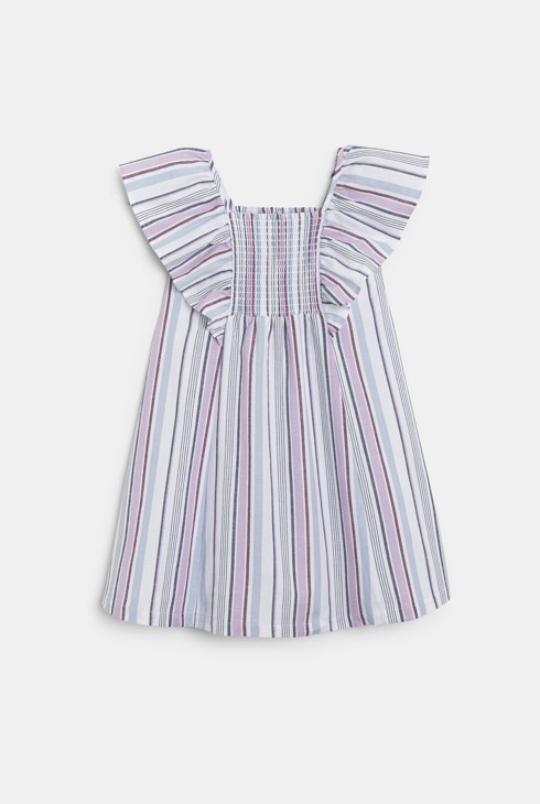 Robe rayée à manches papillon mauve Fille 1