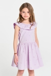 Robe courte en broderie anglaise mauve Fille 1