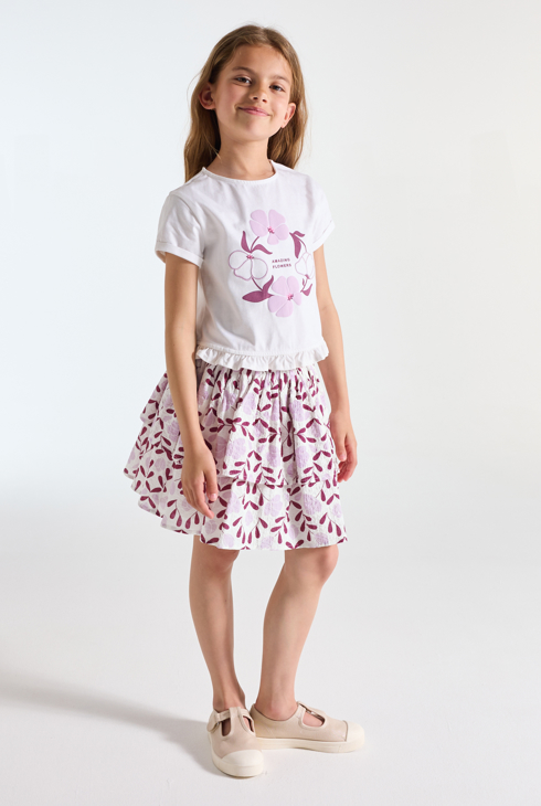Jupe évasée imprimée rose Fille 1