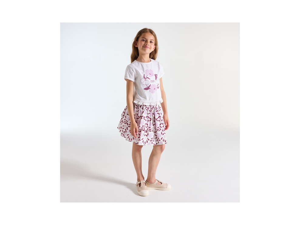 Jupe évasée imprimée rose Fille 1