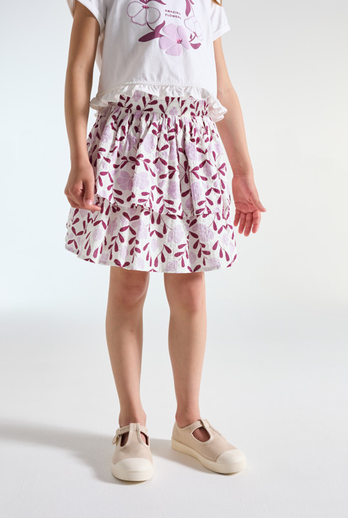 Ausgestellter, bedruckter Rock in Rosa für Mädchen 2