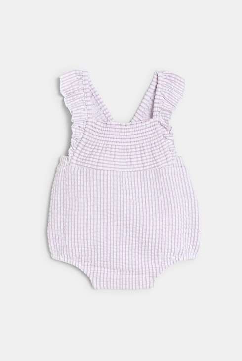 Gestreifter Strampler und Body in Blasslila Kleinkind Mädchen 2