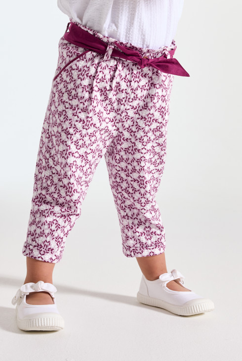 Blasslila Hose aus geblümter Baumwolle Kleinkind Mädchen 2