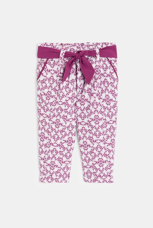 Blasslila Hose aus geblümter Baumwolle Kleinkind Mädchen 2