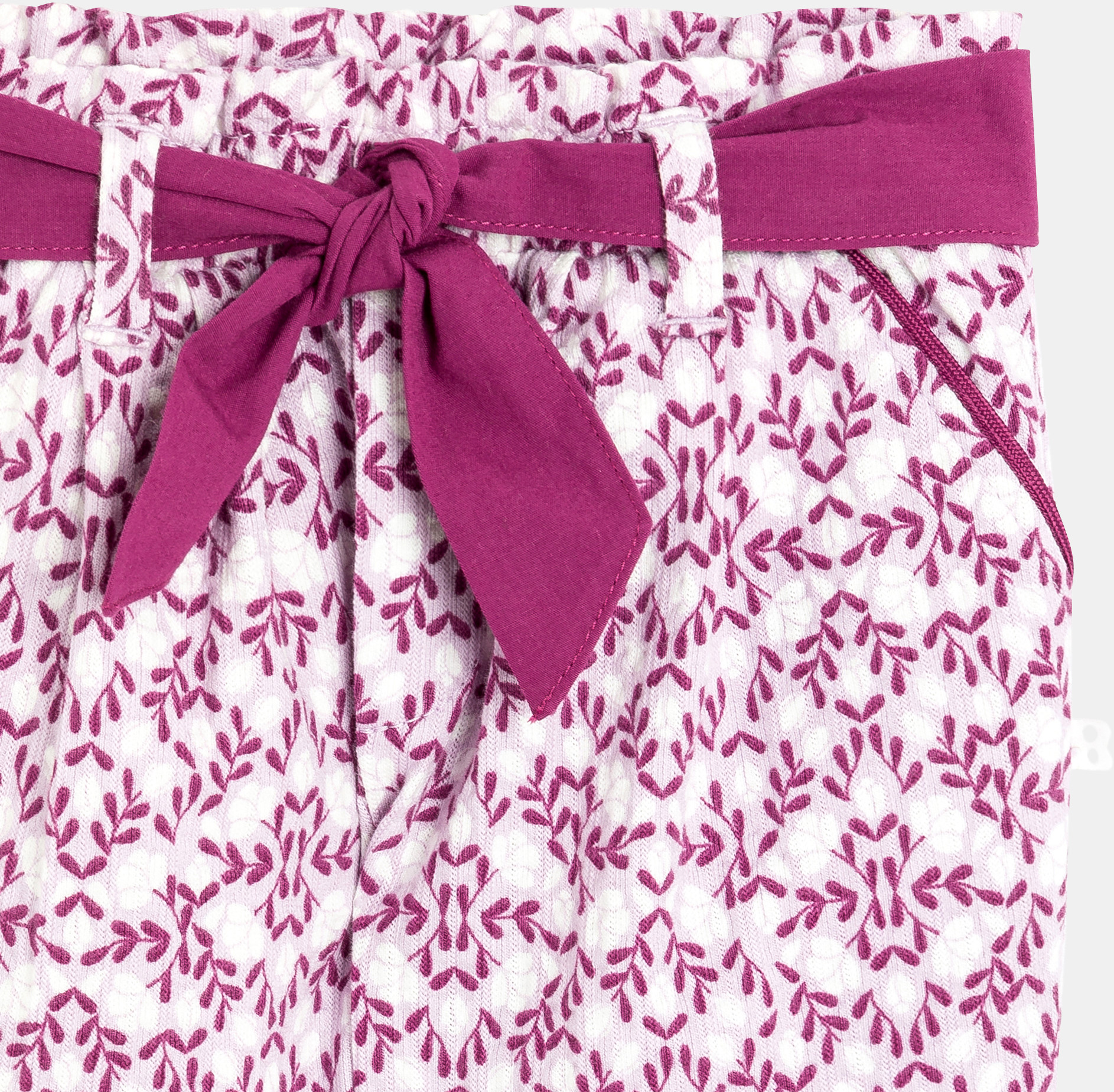 Pantalon fleuri coton léger mauve bébé fille
