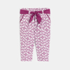 Pantalon fleuri coton léger mauve bébé fille