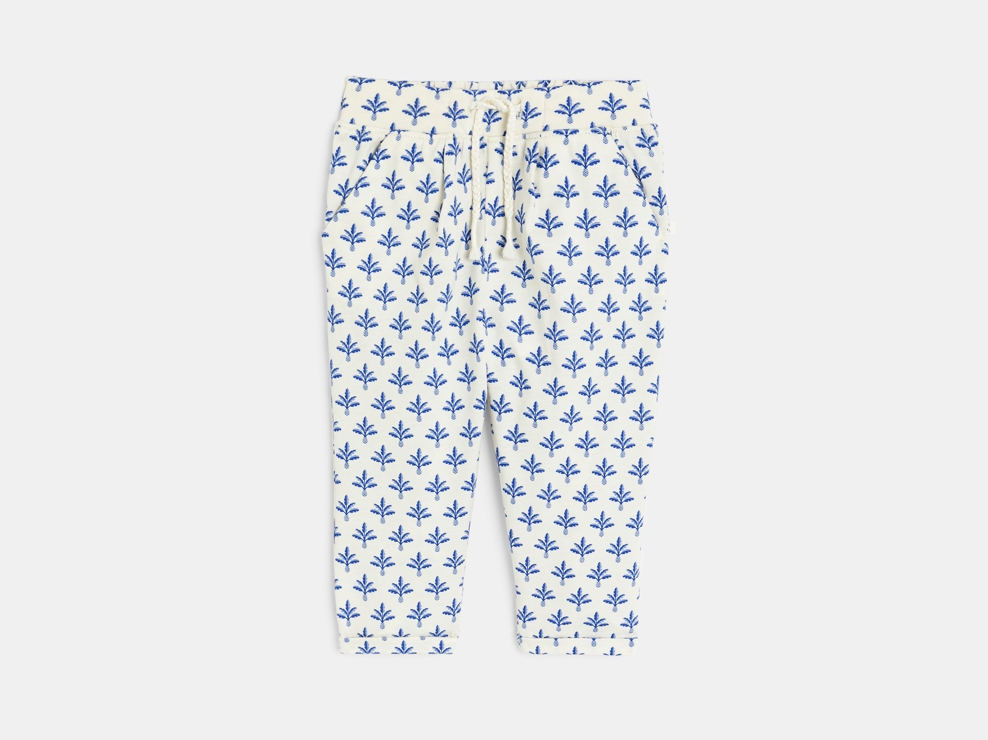 Pantalon jersey coton palmier bleu bébé fille 1