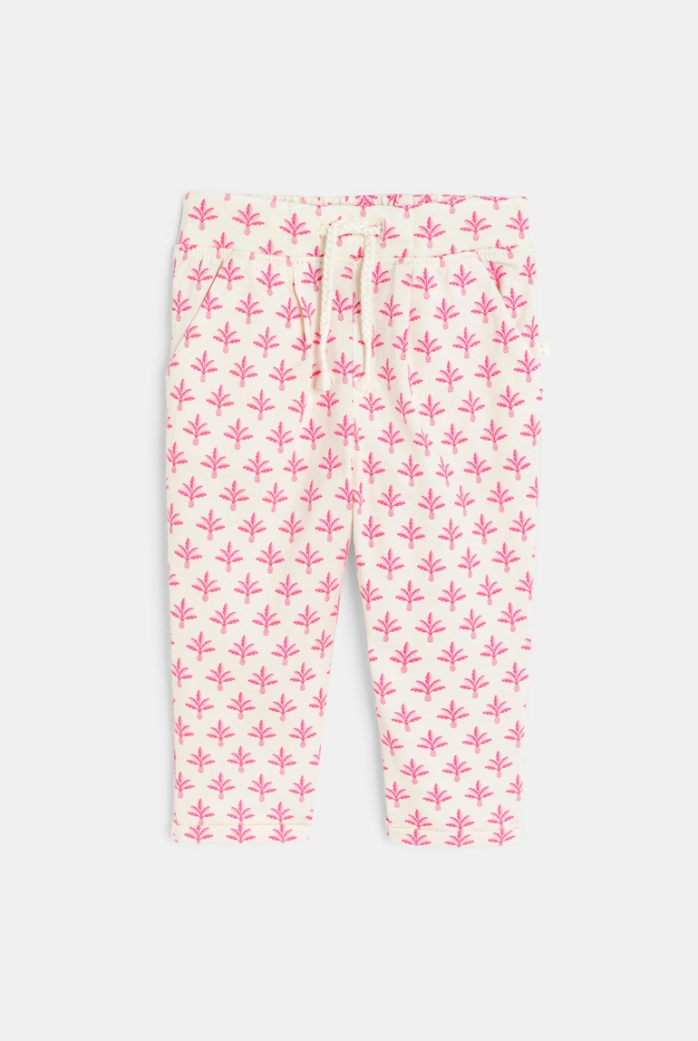 Pantalón de punto de algodón con palmera rosa bebé niña 1