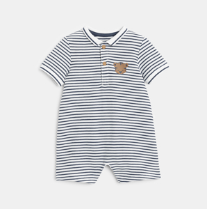 Baby boy's striped cotton piqué playsuit 1