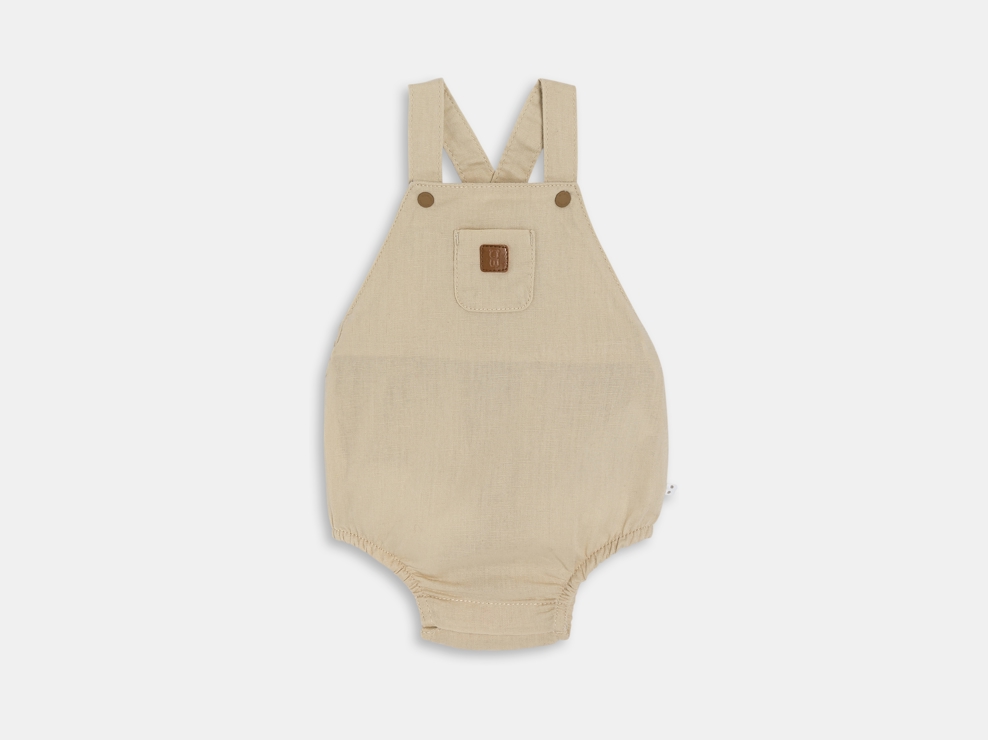 Barboteuse coton et lin beige bébé garçon 1