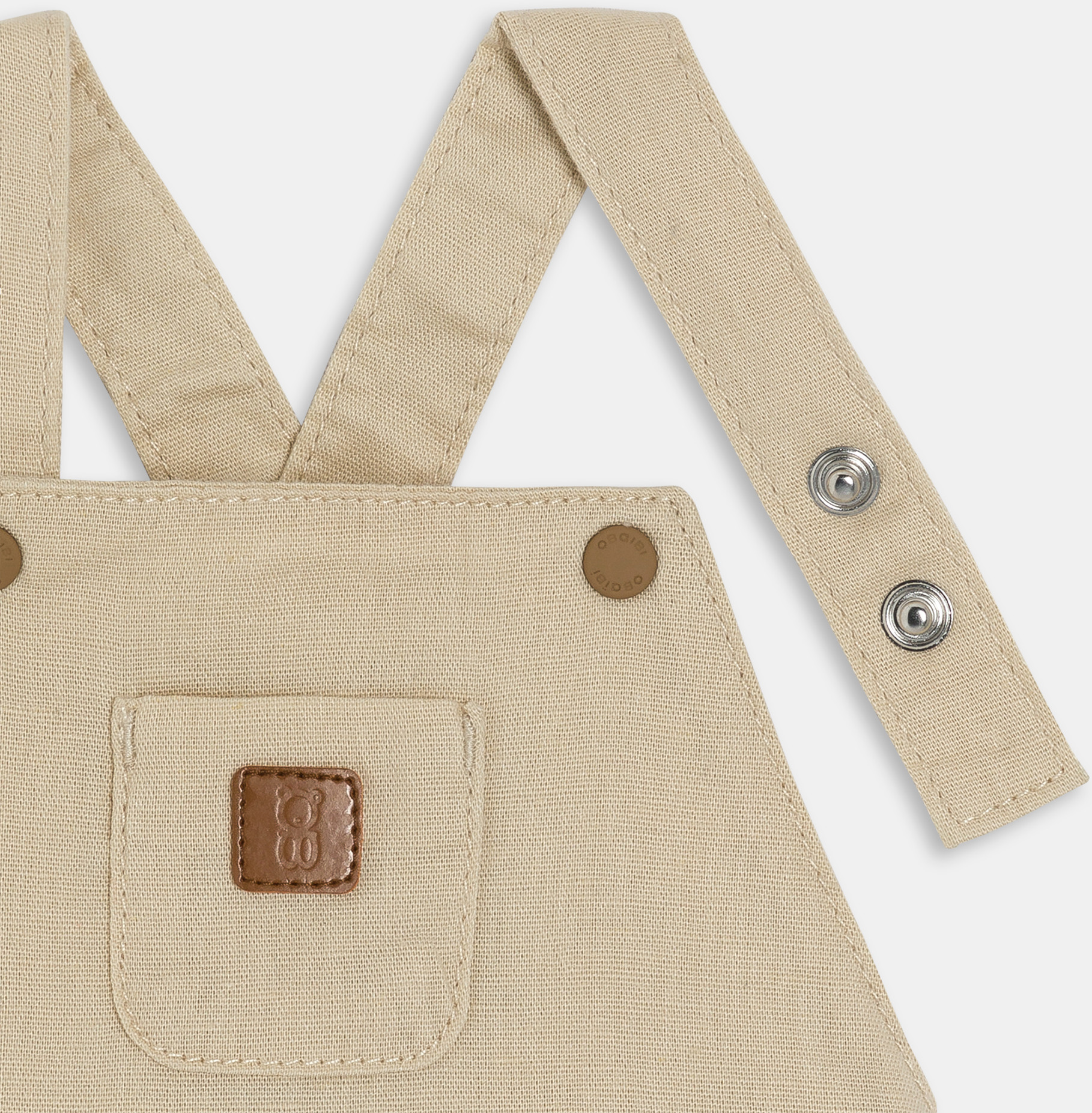 Beiger Strampler aus Baumwolle und Leinen Kleinkind Junge 2