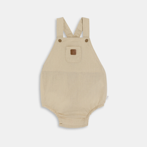 Baby boy's beige linen and cotton romper 1