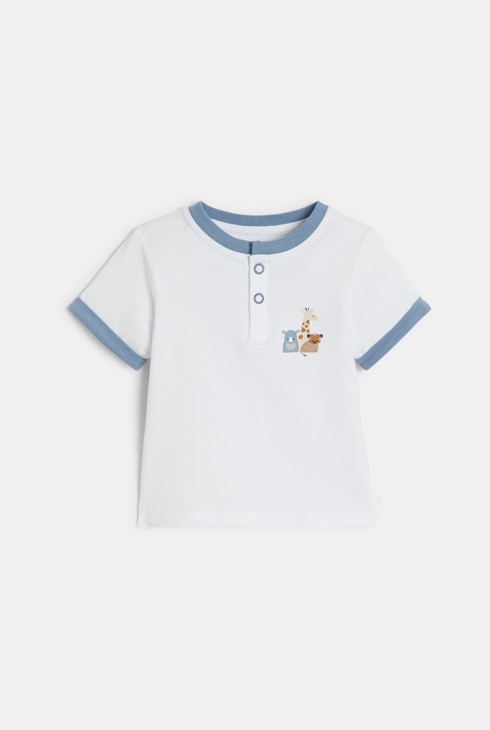 Baby boy's blue waffle-knit cotton t-shirt and shorts set 2