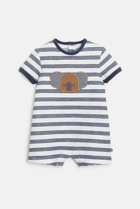 Kratak prugasti kombinezon s motivom koale i kita za bebe dječake 2