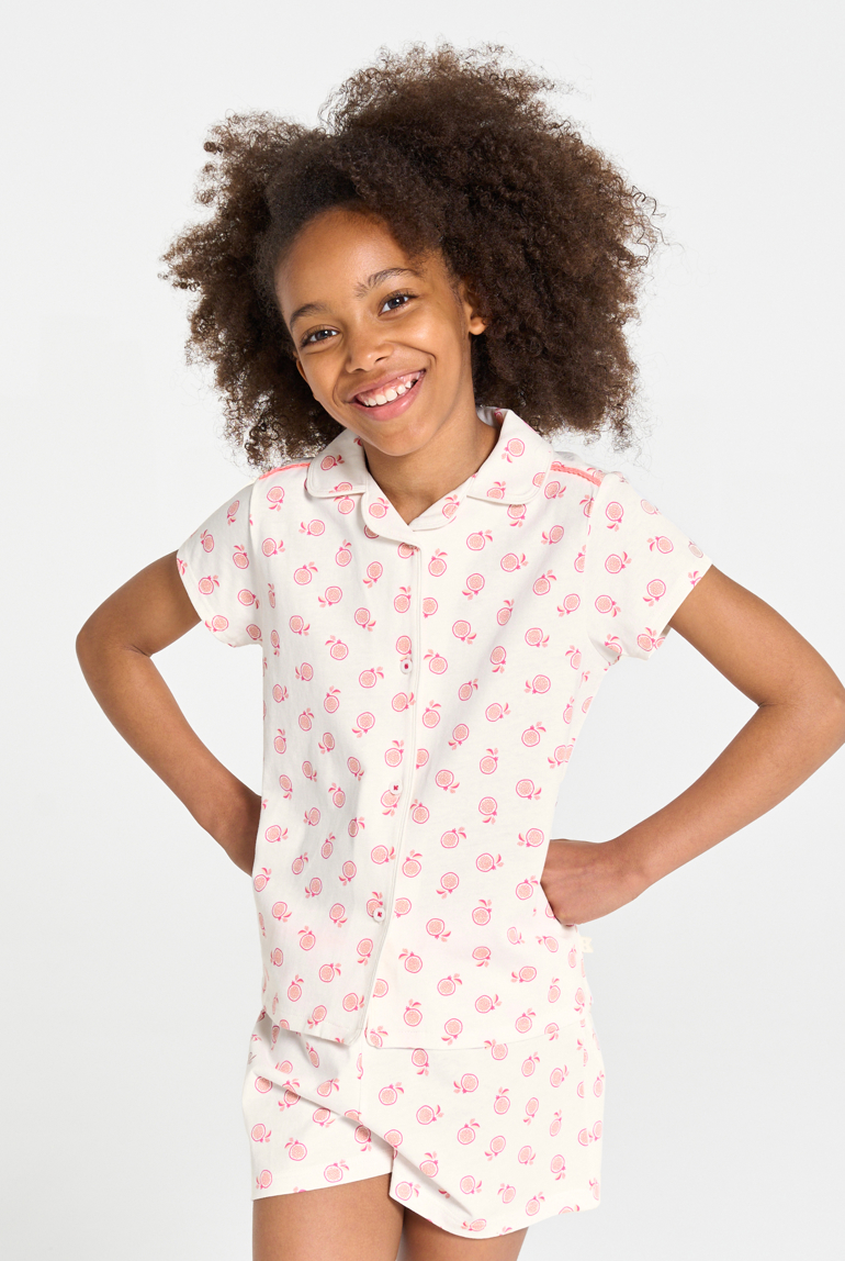 Pyja-short en jersey imprimé fruité rose Fille 1