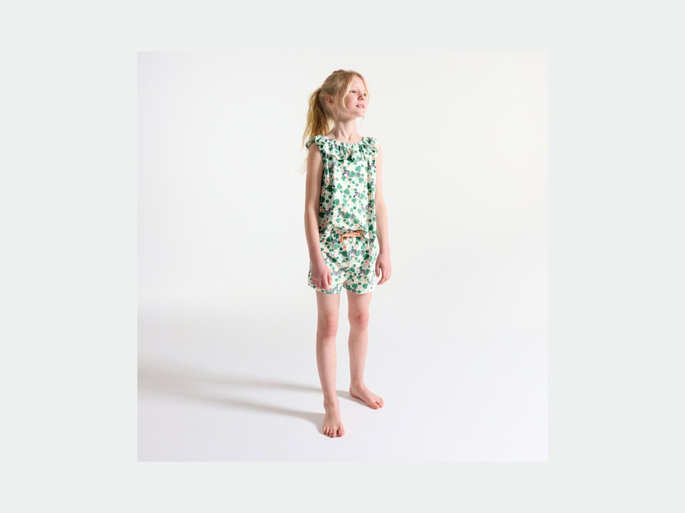 Pyjama-short imprimé vert Fille 1