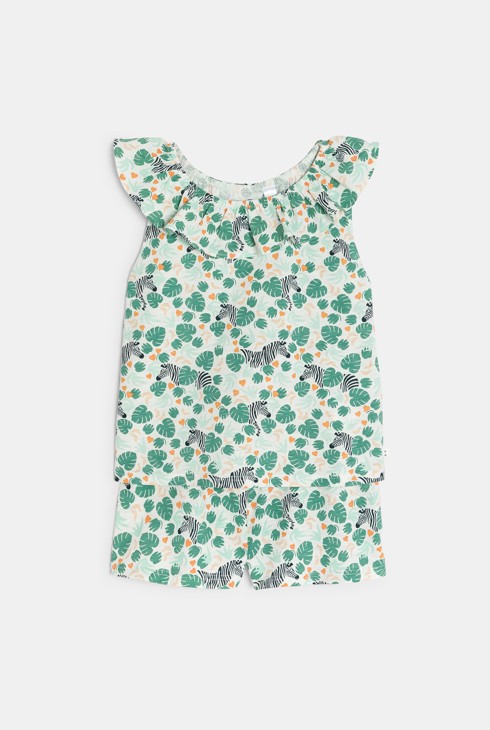 Groene korte pyjama met print voor meisjes 1
