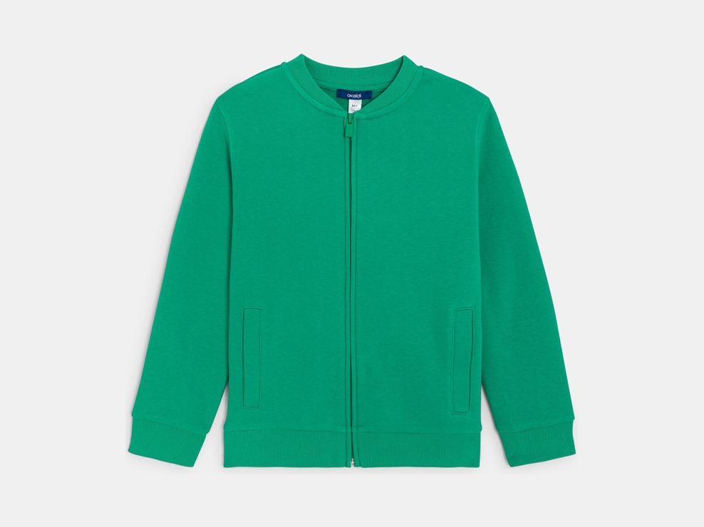 Sweat-shirt teddy en molleton uni vert Garçon 1