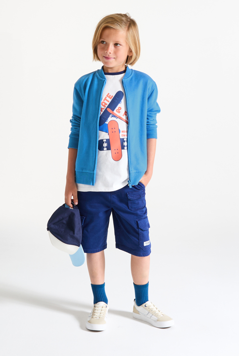 Sudadera teddy de muletón liso azul niño 1