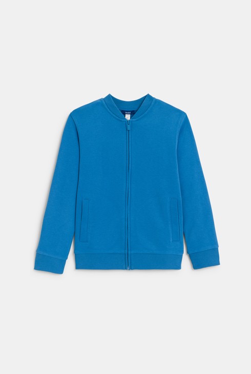 Jednobojna plava teddy sportska majica od flisa za dječake 2