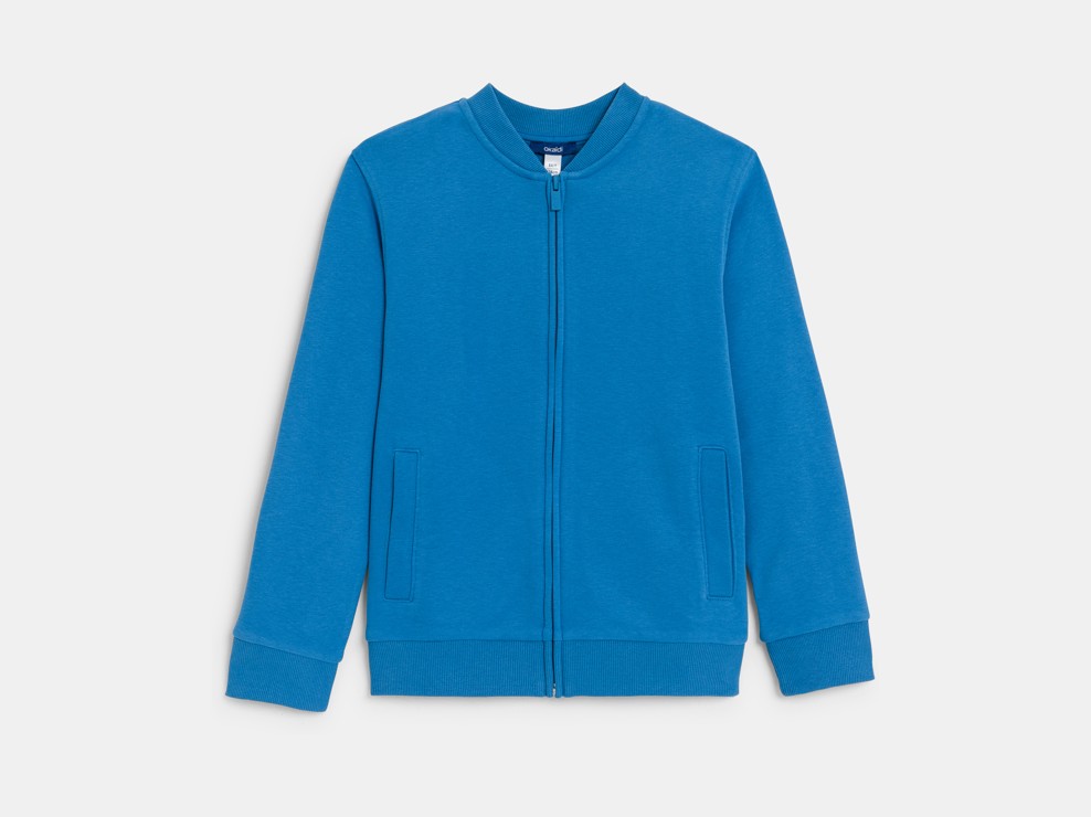 Sweat-shirt teddy en molleton uni bleu Garçon 2