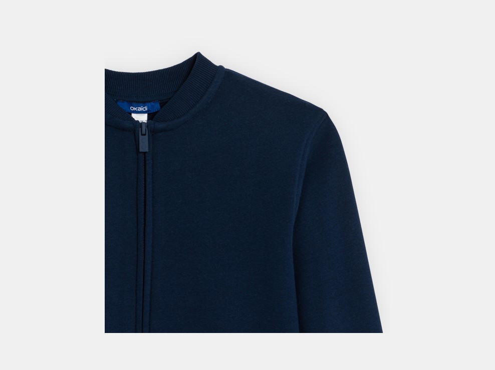 Einfarbiges College-Sweatshirt aus blauem Molton für Jungen 2