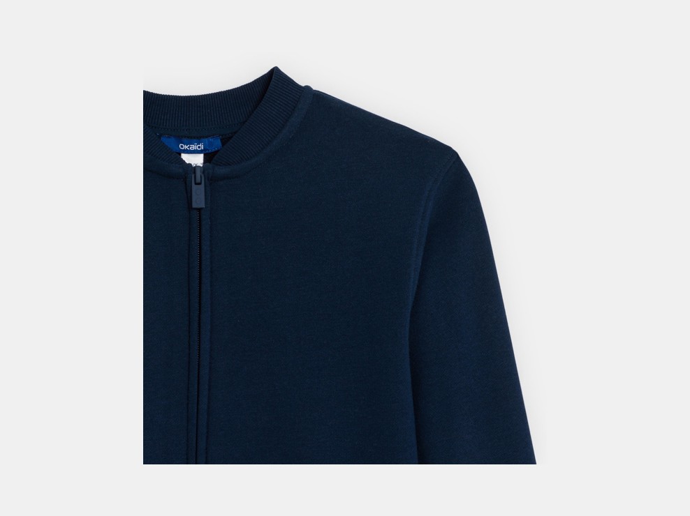 Sweat-shirt teddy en molleton uni bleu Garçon 2