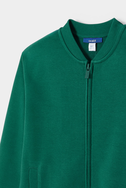 Sudadera con cremallera verde para niño 2