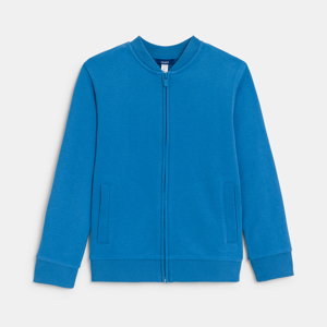 Boy's soft plain blue fleece baseball sweatshirt 1