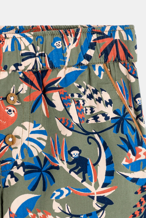 Shorts aus Baumwolle mit Tiermotiven grün und khaki Kleinkind Junge