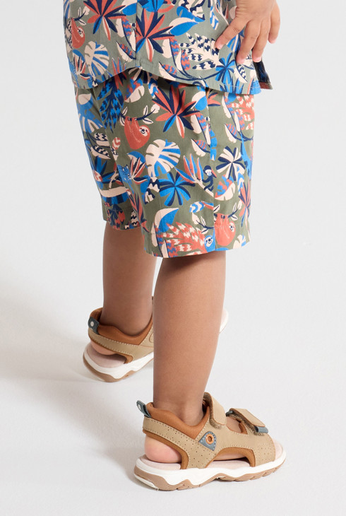 Shorts aus Baumwolle mit Tiermotiven grün und khaki Kleinkind Junge 2