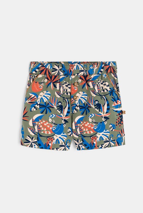 Baby boy's khaki green cotton animal shorts 2