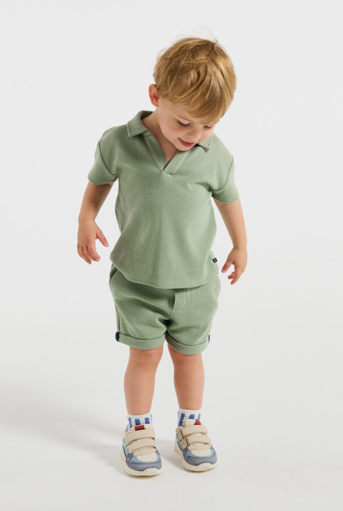 Polo coton fantaisie vert bébé garçon 1