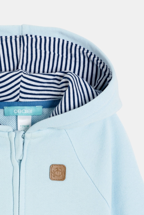 Blaues Molton-Sweatshirt mit Reißverschluss und Kapuze Kleinkind Junge