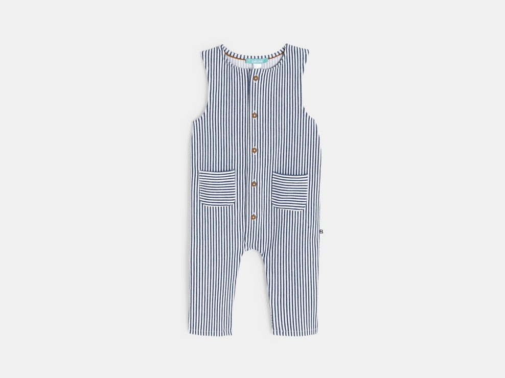 Combi longue rayée bleu bébé garçon 1