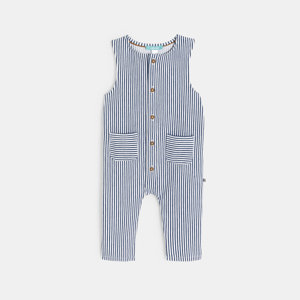 Combi longue rayée bleu bébé garçon 1