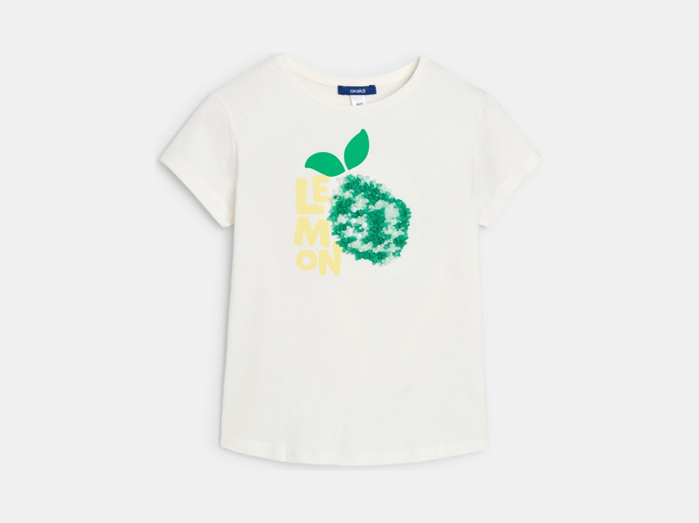 T-shirt manches courtes motif ananas blanc Fille 1