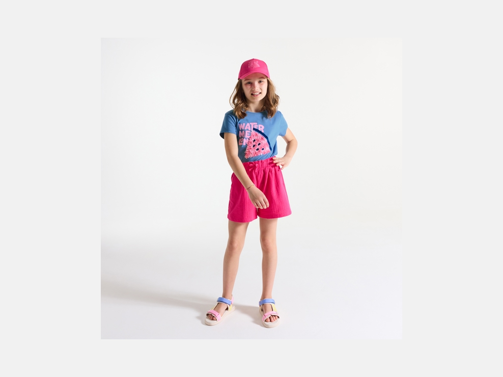 T-shirt manches courtes motif pastèque bleu Fille 1