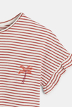 T-shirt rayé noué marron Fille 2