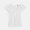 T-shirt manches courtes détail broderie anglaise blanc Fille