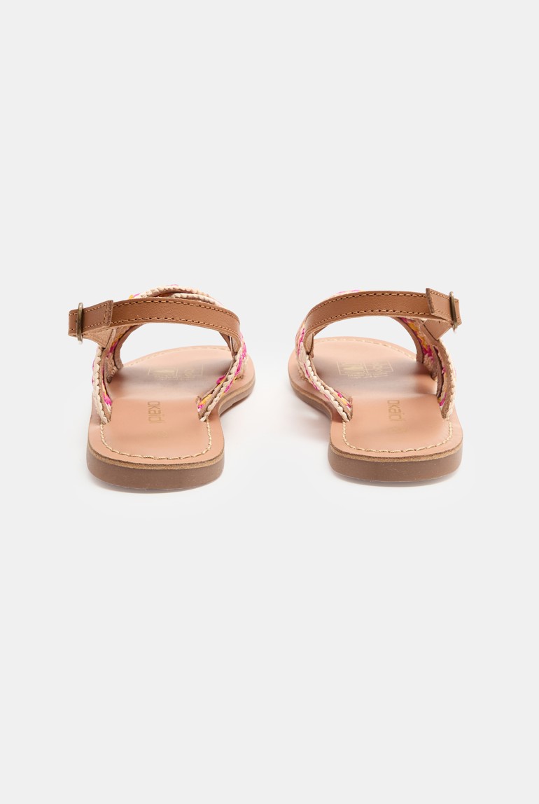 Girl's pink crochet strappy sandal Okaïdi & Obaïbi