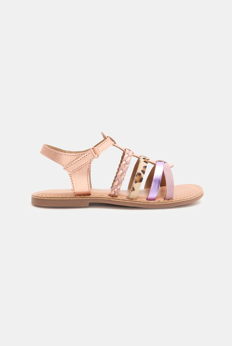 Sandales à brides irisées rose fille 1