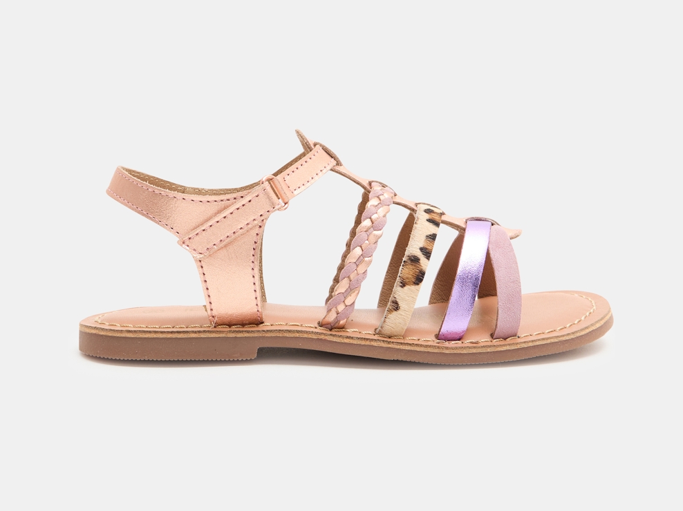 Sandales à brides irisées rose fille 1