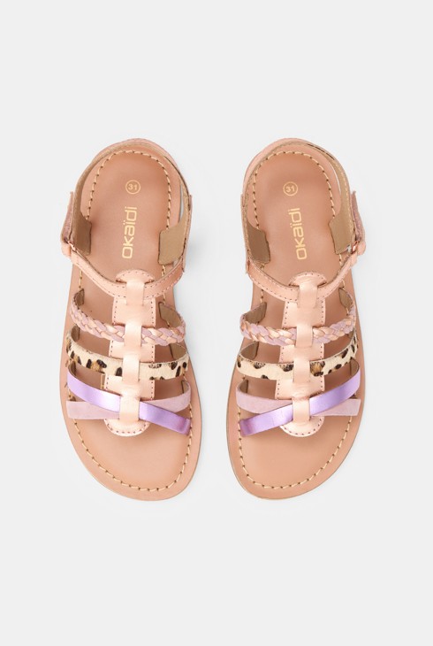 Rosa Sandalen mit schillernden Riemen für Mädchen 2