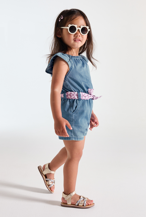 Combi courte coton tencel bleu bébé fille 1