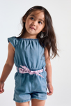 Mono corto algodón tencel azul bebé niña 4